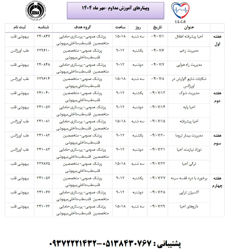 وبینارهای آموزش مداوم