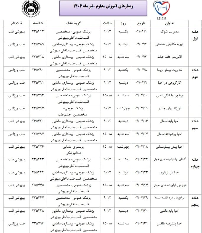 وبینارهای آموزش مداوم