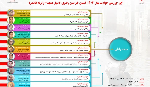 بررسی بلایای طبیعی استان خراسان رضوی دربهار 1403(بررسی موردی سیل 26 اردبیهشت مشهد و زلزله 29 خرداد کاشمر)