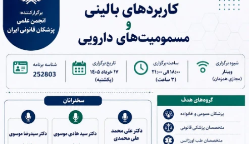 وبینار علمی دارو های قلبی عروقی کاربردهای بالینی –مسمویتهای دارویی